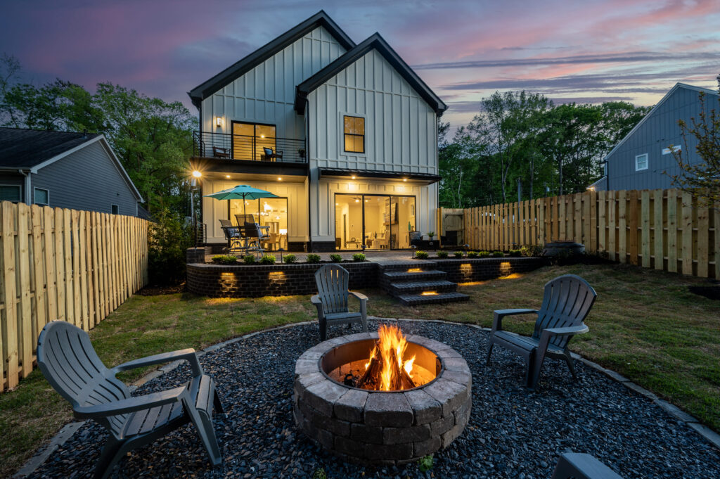 atlanta custom home builder backyard landscape lights