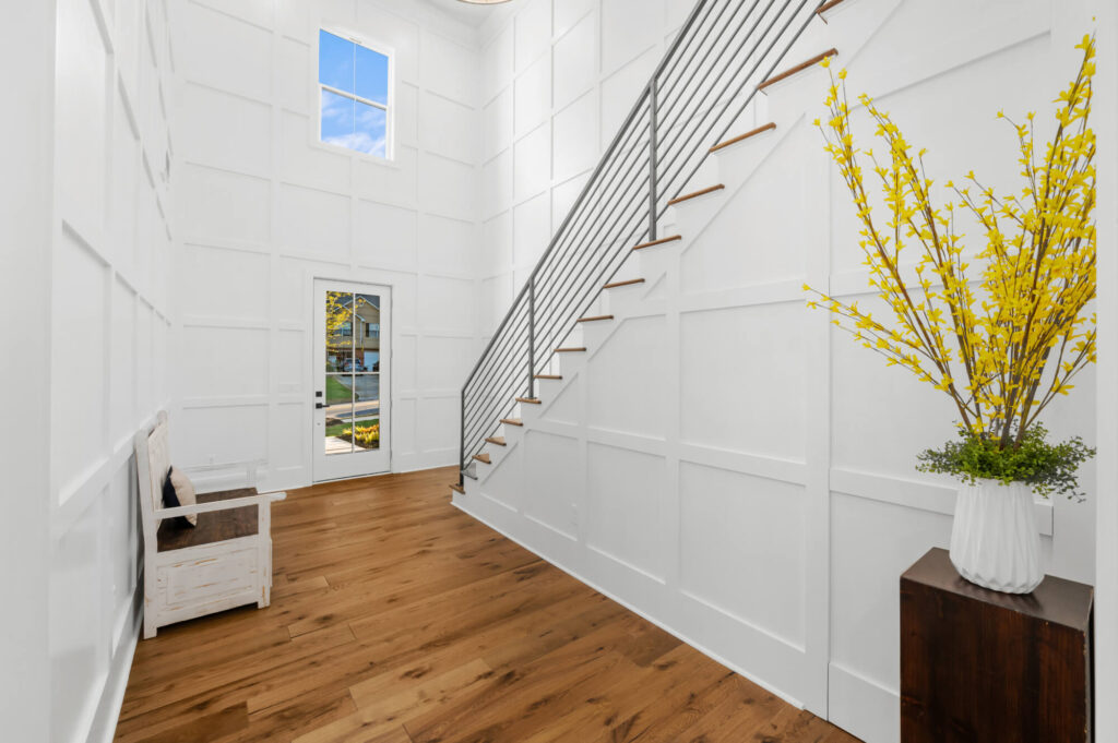New front entry space with covered porch