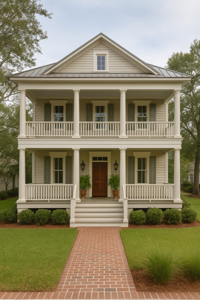custom home in Atlanta, white southern vernacular 2 story